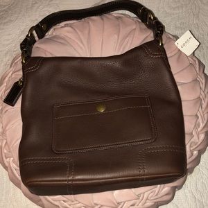 Brown leather Coach purse